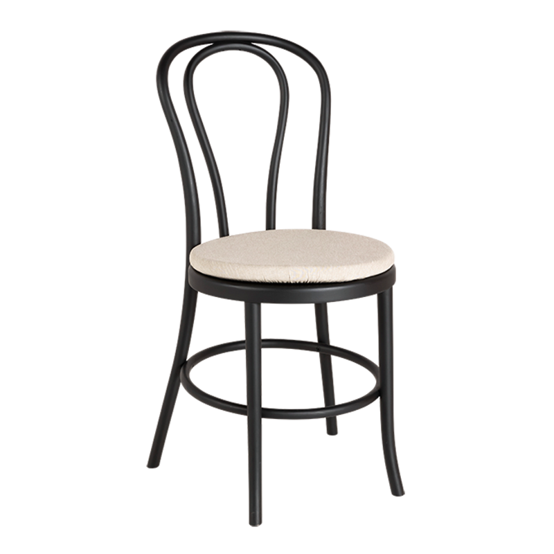 Chaise Bistrot noire avec galette lin ficelle
