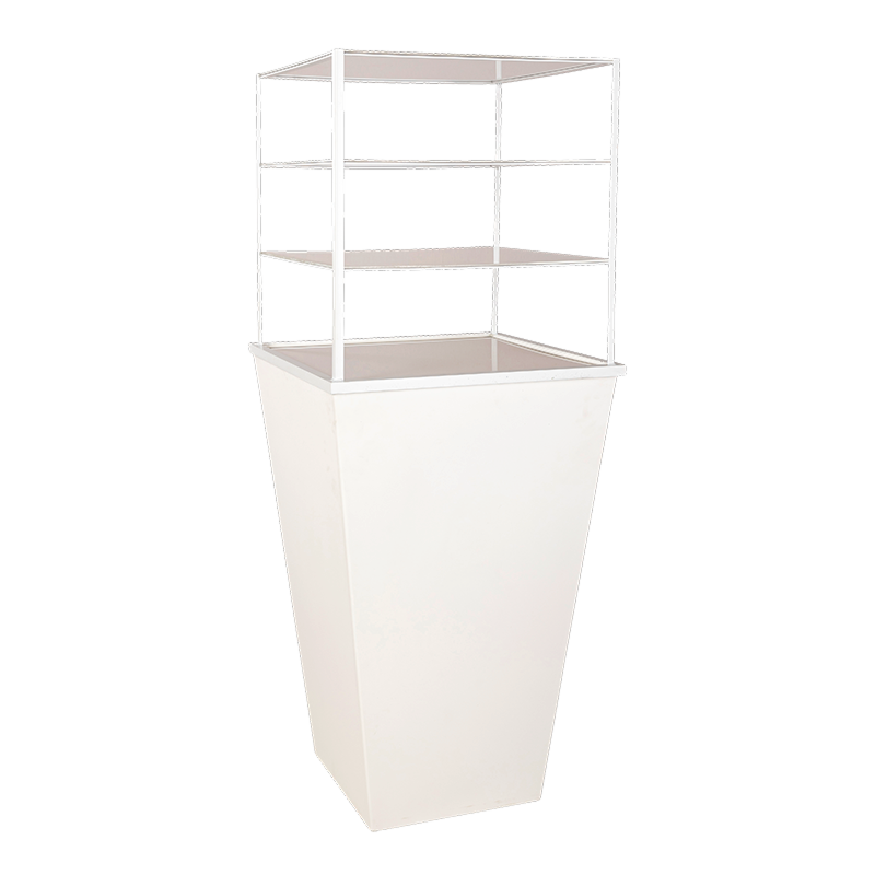 Wit kegelvormig buffet met etagères H 180 cm 67 x 67 cm