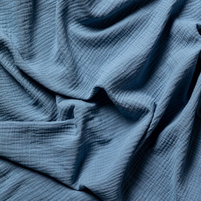 ML Gaze de coton bleu acier larg 130 cm