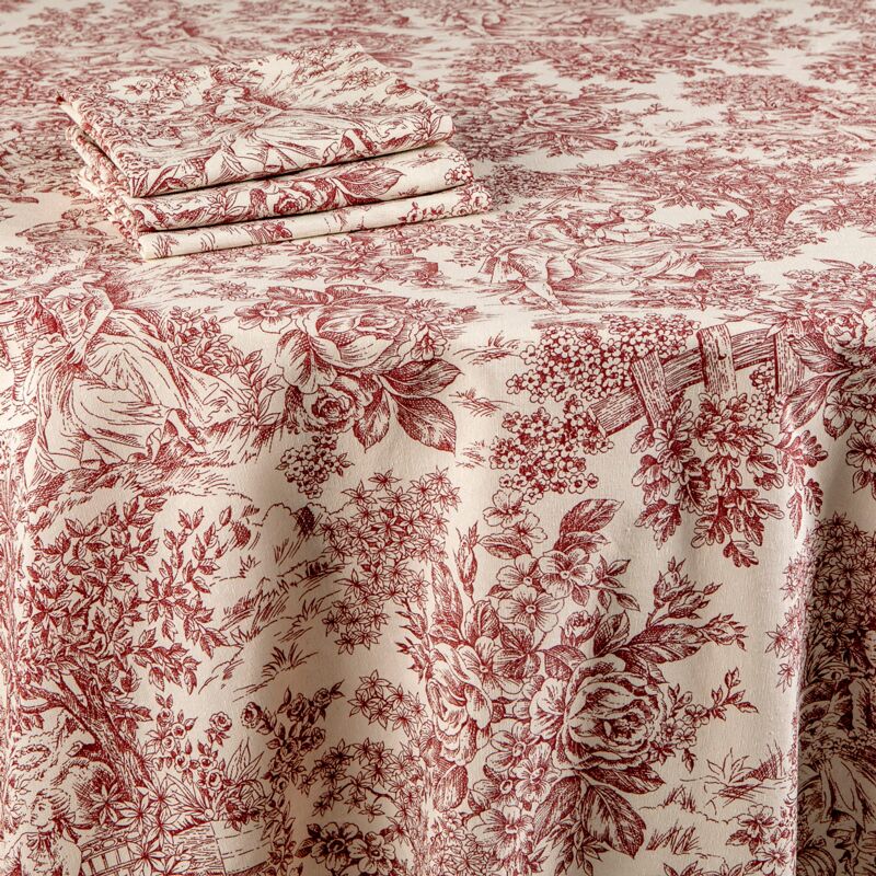 Nappe toile de Jouy brique 300 x 400 cm