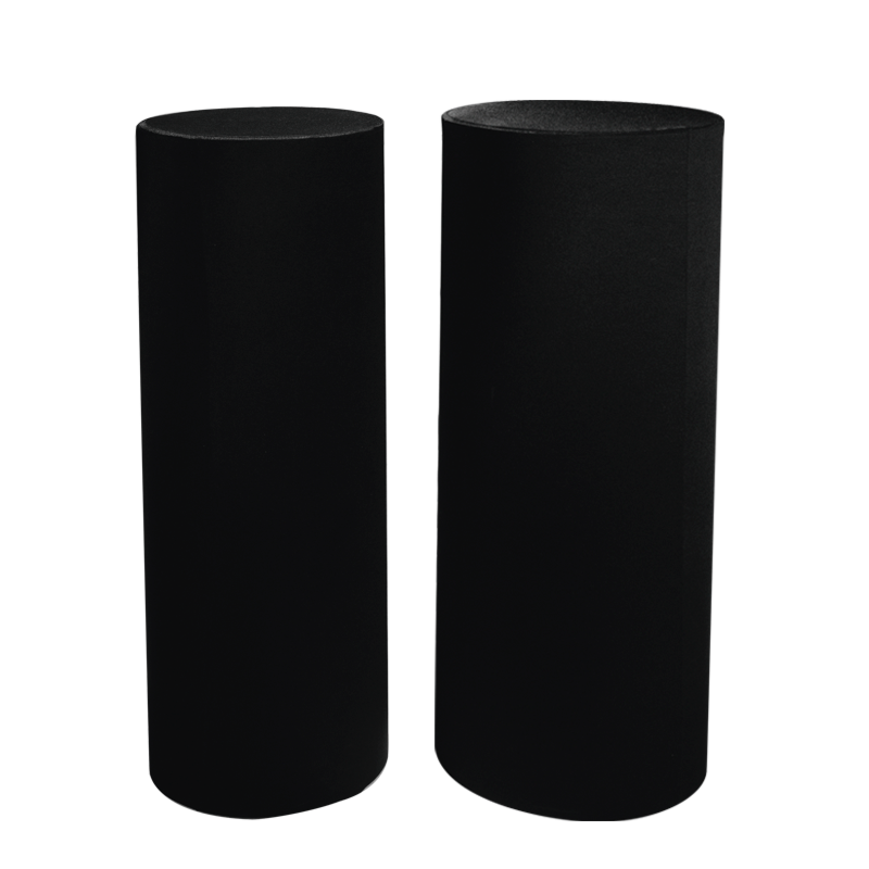 Colonnes cylindres noires houssées ø41cm-H110cm et ø47cm-H112cm