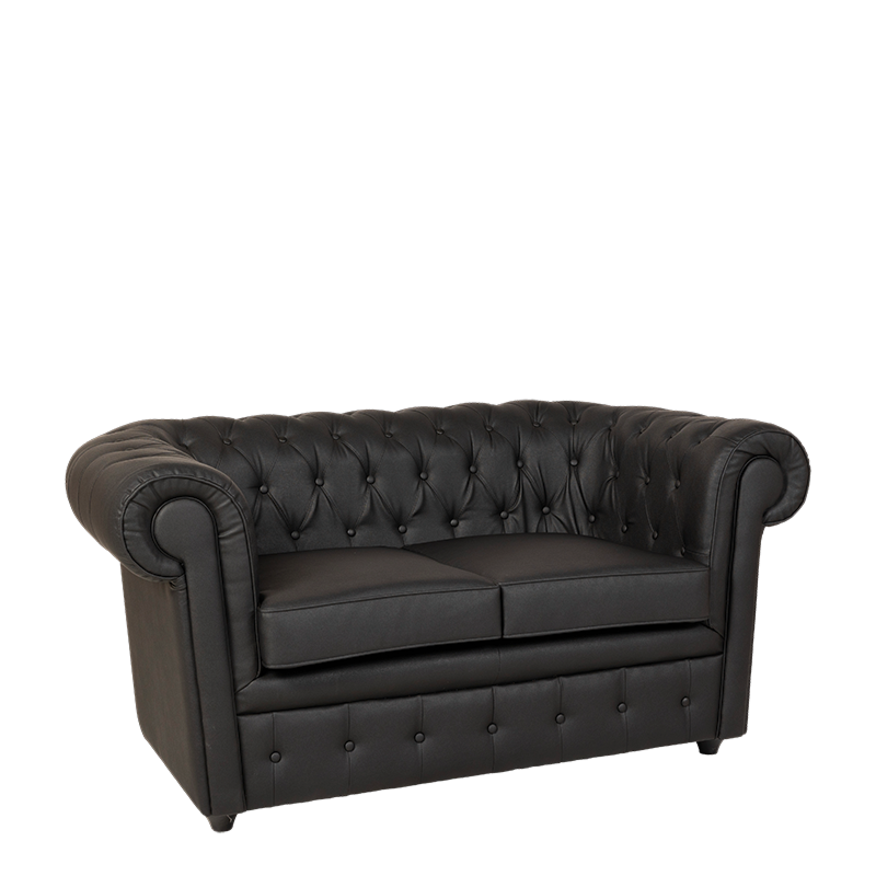 Canapé Chesterfield noir 2 places 95 x 160 cm H 70 cm