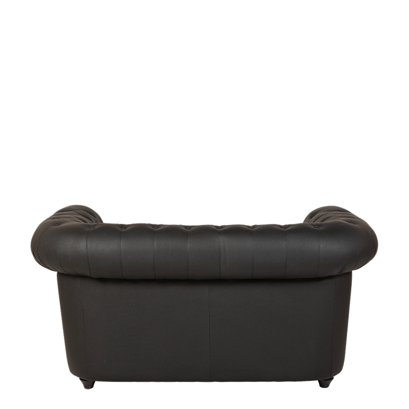 Canapé Chesterfield noir 2 places 95 x 160 cm H 70 cm