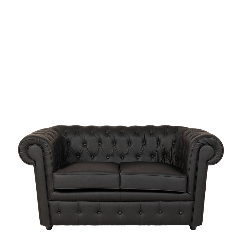 Canapé Chesterfield noir 2 places 95 x 160 cm H 70 cm