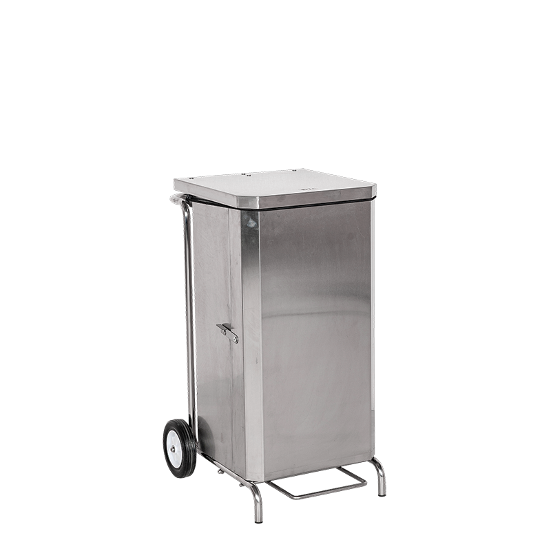 Poubelle inox 70 L sur roues 50 x 50 H 77 cm