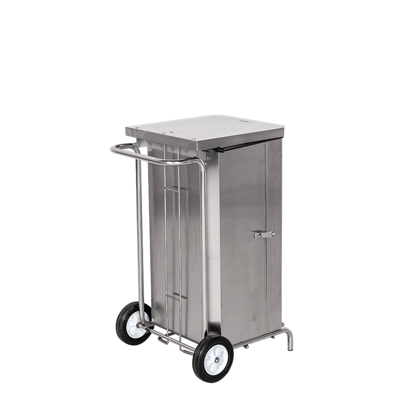 Poubelle inox 70 L sur roues 50 x 50 H 77 cm